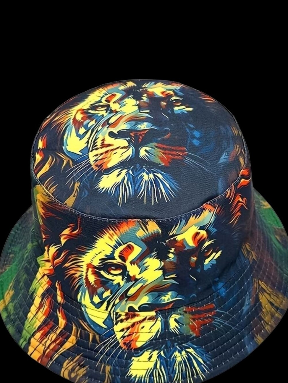 Lion Face Print Reversible Bucket Hat Unisex 22"/23" - Picture 3 of 5